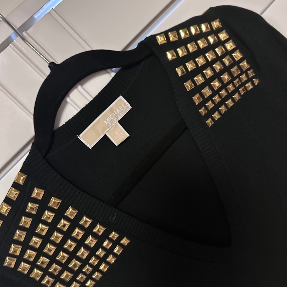 Michael Kors Black Sweater dress with Gold Studs